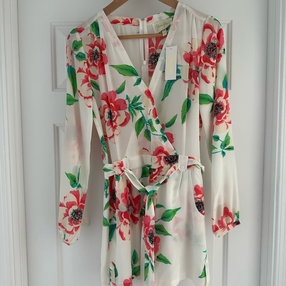 Yumi Kim Floral Wrap Romper with Belt